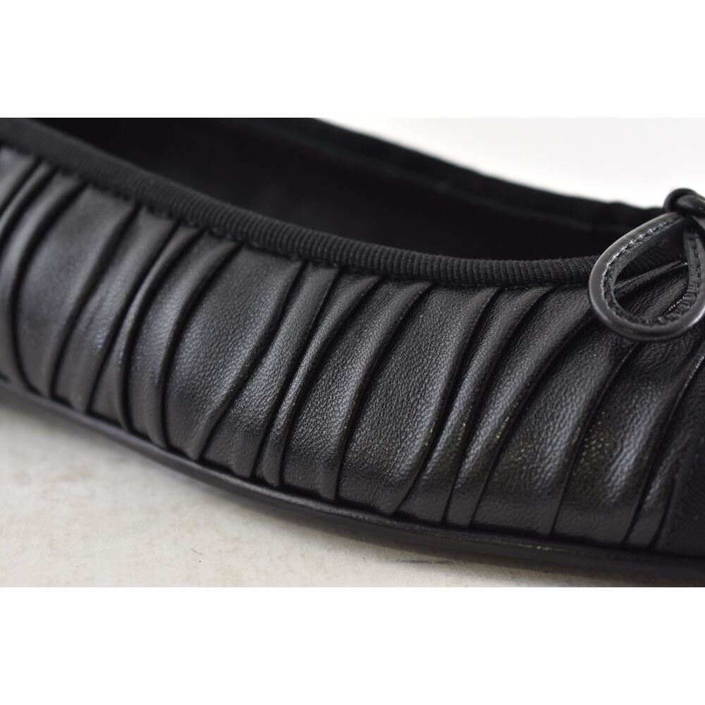 Chanel 26A Black Pleated Lambskin Leather CC Logo Bow Ballet Ballerina Flat 41.5 - Picture 5 of 16